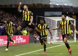 Watfords Andre Gray feirer