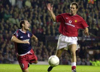 Laurent Blanc i Manchester United-drakt